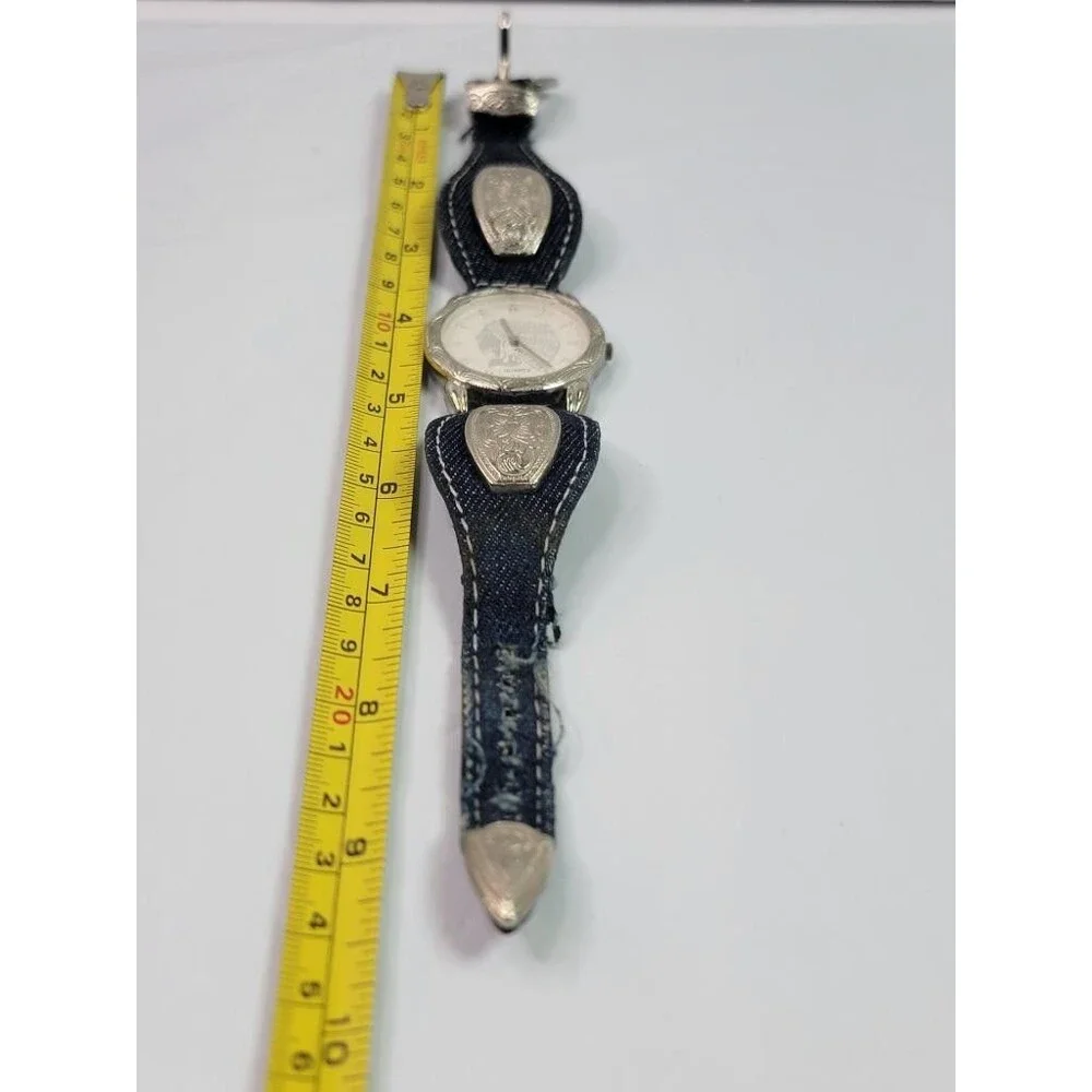 Vivani K1181 Quartz Watch Silver Tone Square Case Animal Print Wide Band